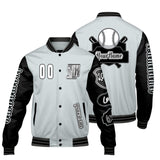 Custom Grey Black Letterman Varsity Jacket Personalized Embroidery Printing