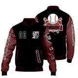 Custom Black Red Letterman Varsity Jacket Personalized Embroidery Printing
