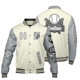 Custom White Grey Letterman Varsity Jacket Personalized Embroidery Printing