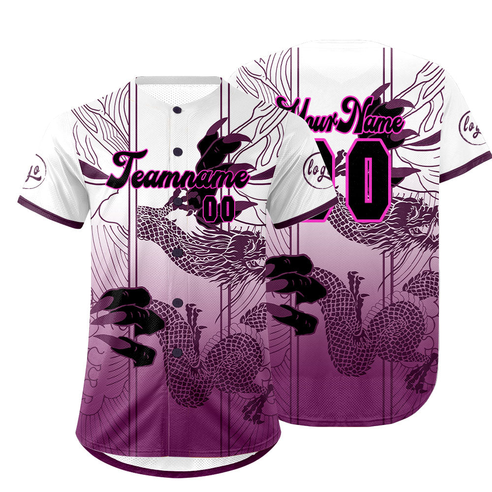 Custom Purple Wihte Baseball Jersey Personalized Gradient Team Uniforms Shirt with Name Number
