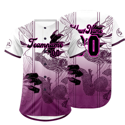 Custom Purple Wihte Baseball Jersey Personalized Gradient Team Uniforms Shirt with Name Number
