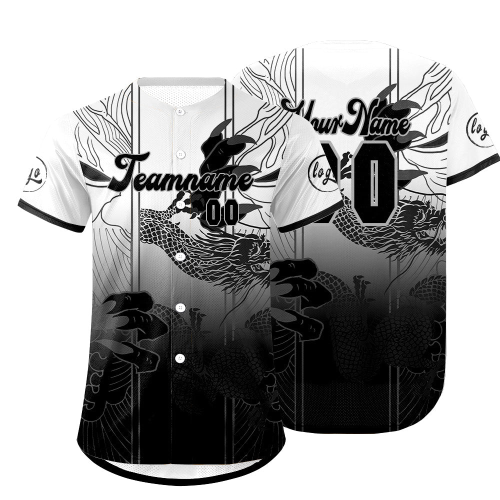 Custom White Black Baseball Jersey Personalized Gradient Team Uniforms Shirt with Name Number