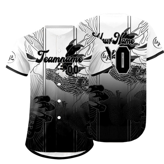 Custom White Black Baseball Jersey Personalized Gradient Team Uniforms Shirt with Name Number