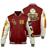 Custom Red Yellow Letterman Varsity Jacket Personalized Embroidery Printing