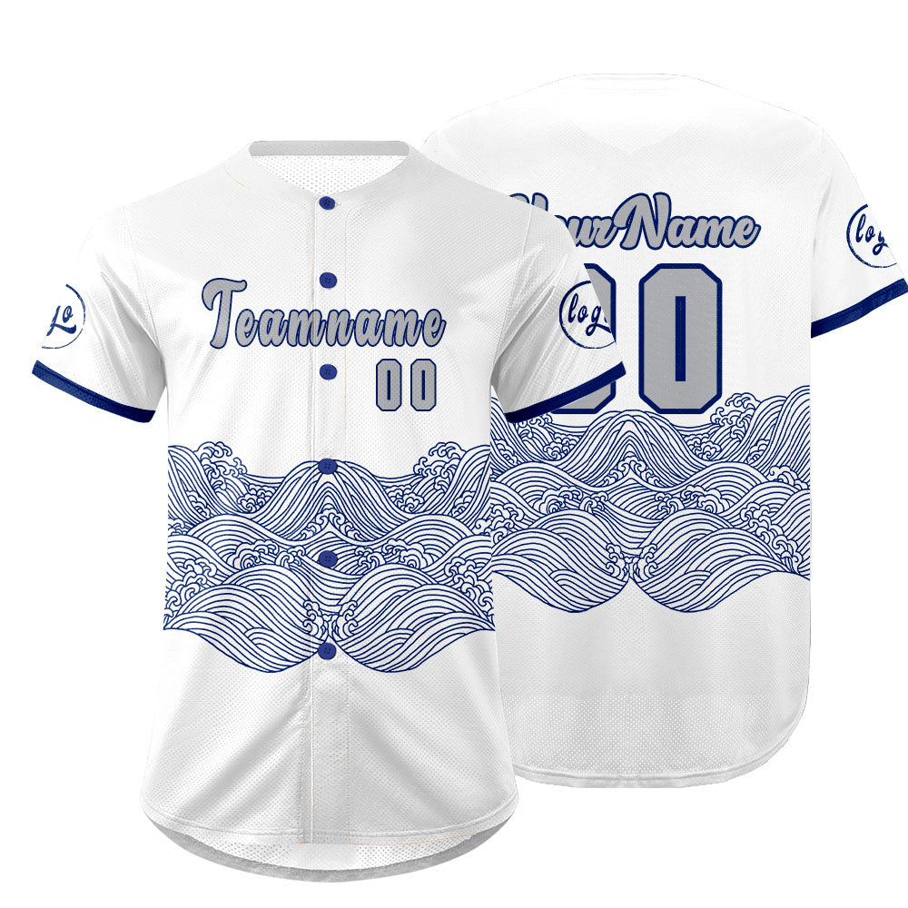 Custom White Blue Baseball Jersey Personalized Gradient Team Uniforms Shirt with Name Number