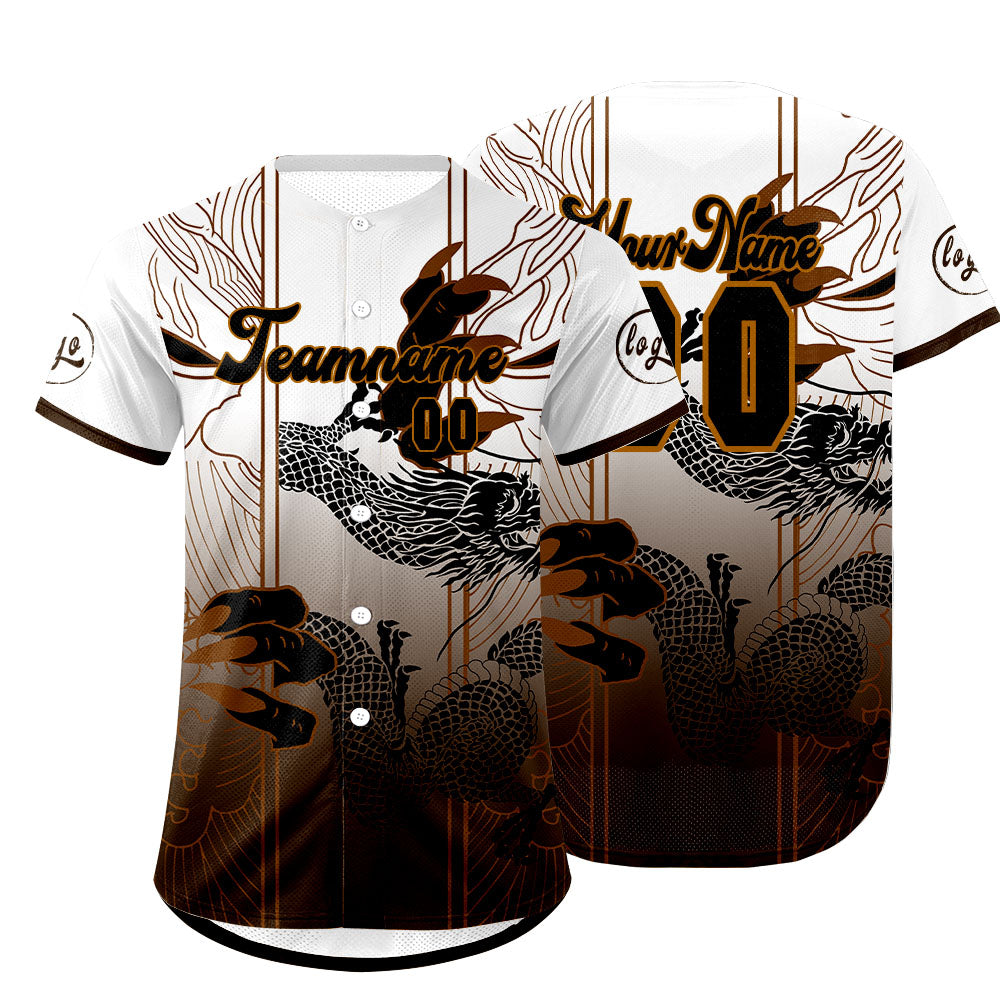 Custom Brown White Baseball Jersey Personalized Gradient Team Uniforms Shirt with Name Number