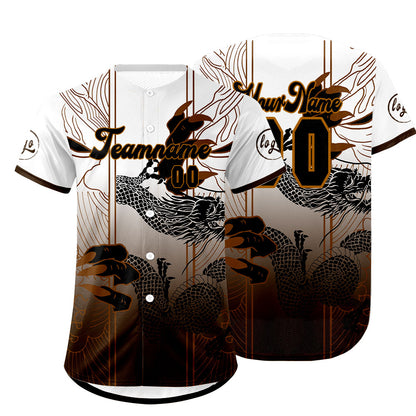 Custom Brown White Baseball Jersey Personalized Gradient Team Uniforms Shirt with Name Number
