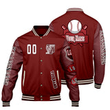 Custom Red Letterman Varsity Jacket Personalized Embroidery Printing