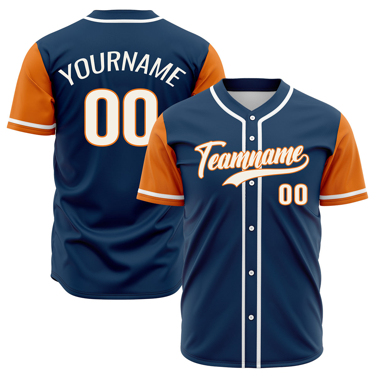 Custom Dark Blue Orange Hip Hop Baseball Jersey Stitched Printed - Personalized Name Number Shirts #BB-0919-0051