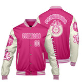 Custom Pink White Letterman Varsity Jacket Personalized Embroidery Printing