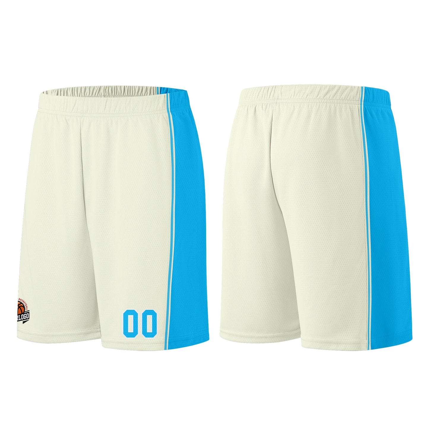 Custom Cream-Light Blue Basketball Jersey for Men Women Adult Youth Stitched Name Number Logo
