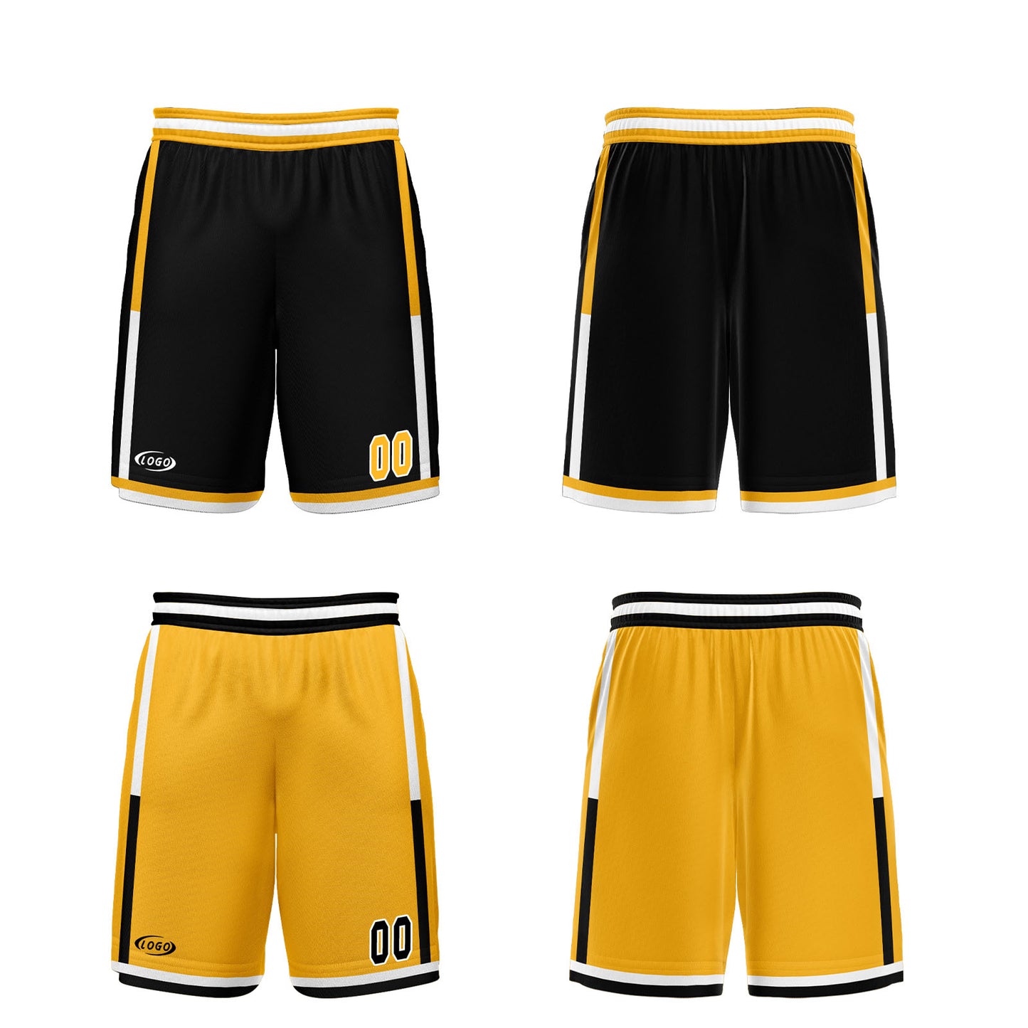 Custom Black Yellow Reversible Basketball Suit for Adults and Kids Personalized Jersey