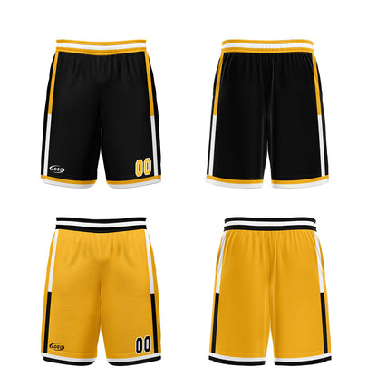 Custom Black Yellow Reversible Basketball Suit for Adults and Kids Personalized Jersey