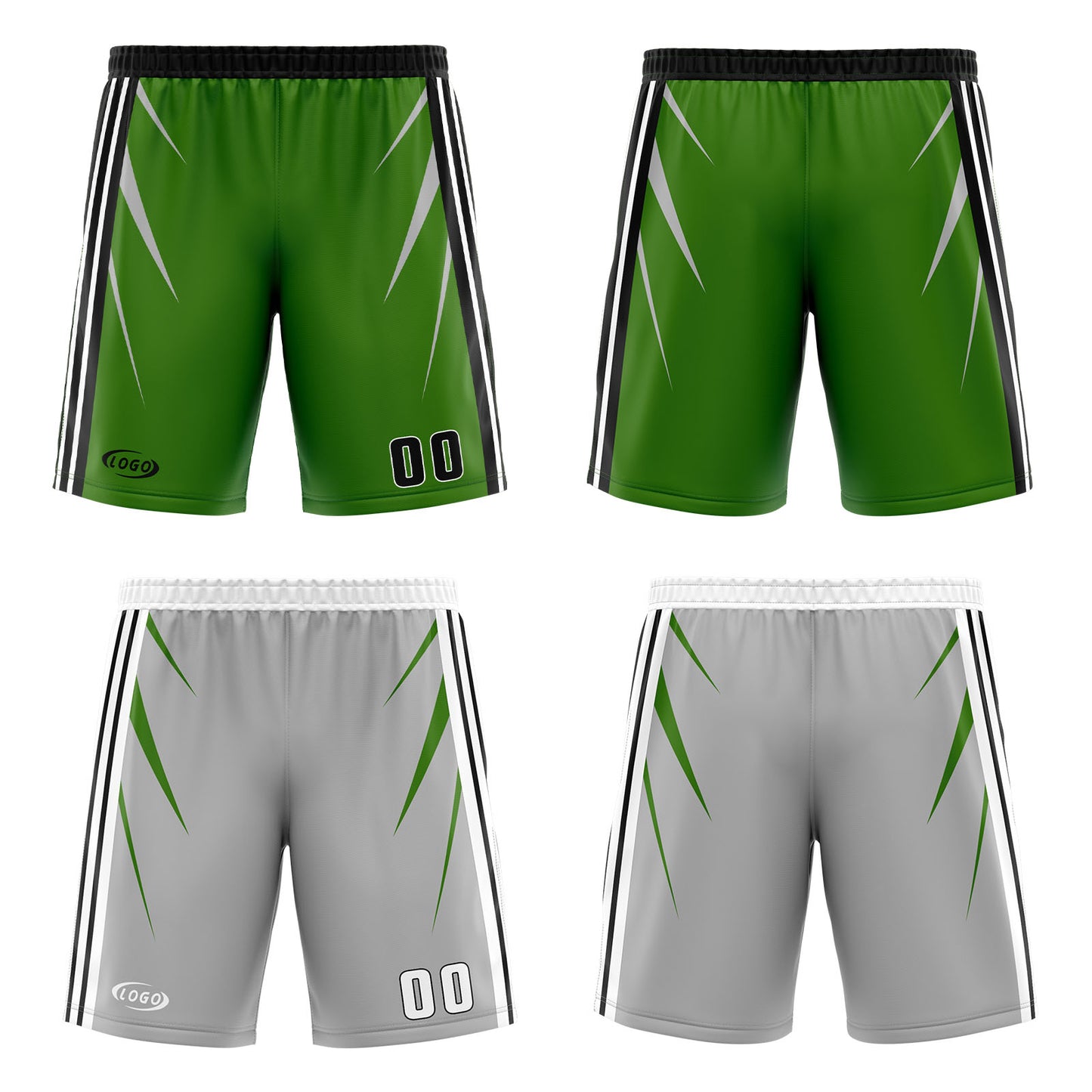 Custom Green Grey Reversible Basketball Suit for Adults and Kids Personalized Jersey