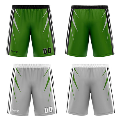 Custom Green Grey Reversible Basketball Suit for Adults and Kids Personalized Jersey