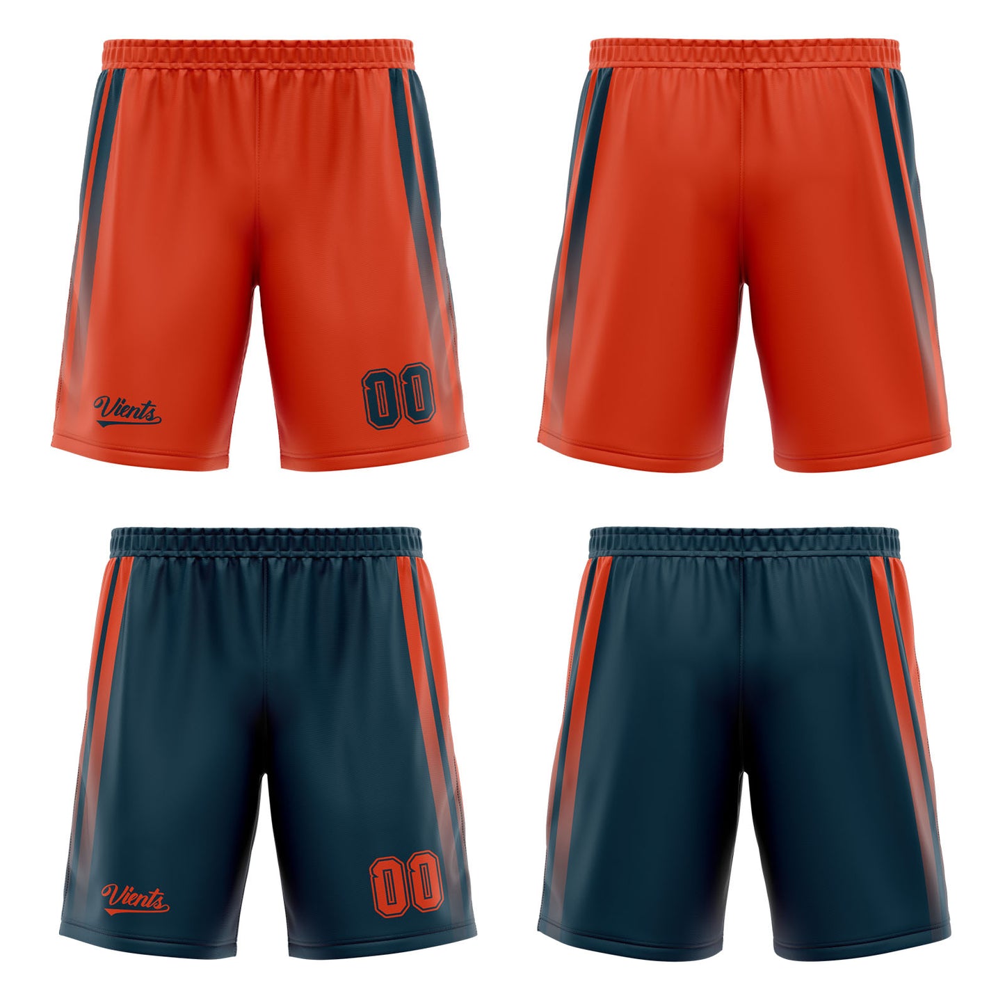 Custom Navy Orange Reversible Basketball Suit for Adults and Kids Personalized Jersey