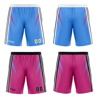 Custom Blue Pink Reversible Basketball Suit for Adults and Kids Personalized Jersey