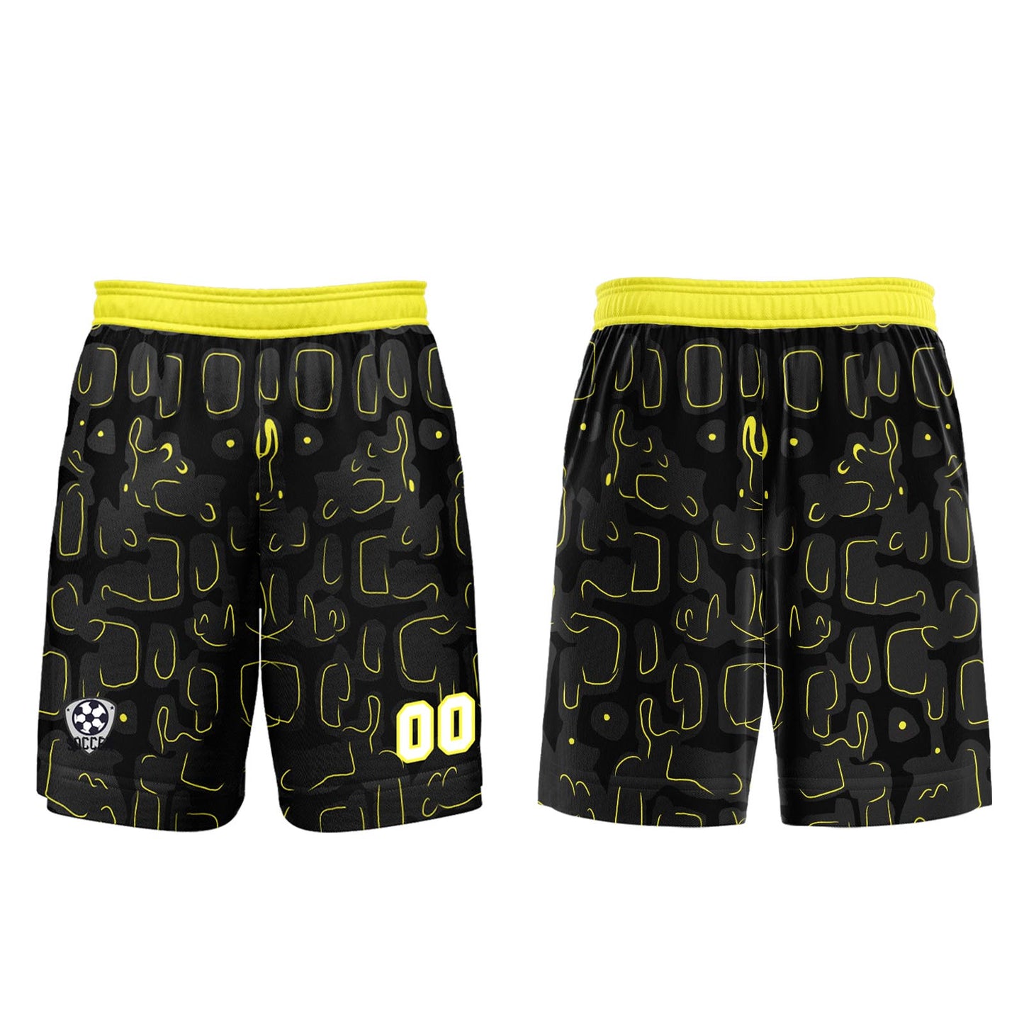 Custom Black Yellow Soccer Uniform Jersey Kids Adults Personalized Set Jersey Shirt