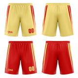 Custom Red Yellow Reversible Basketball Suit for Adults and Kids Personalized Jersey