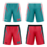 Custom Cyan Red Reversible Basketball Suit for Adults and Kids Personalized Jersey