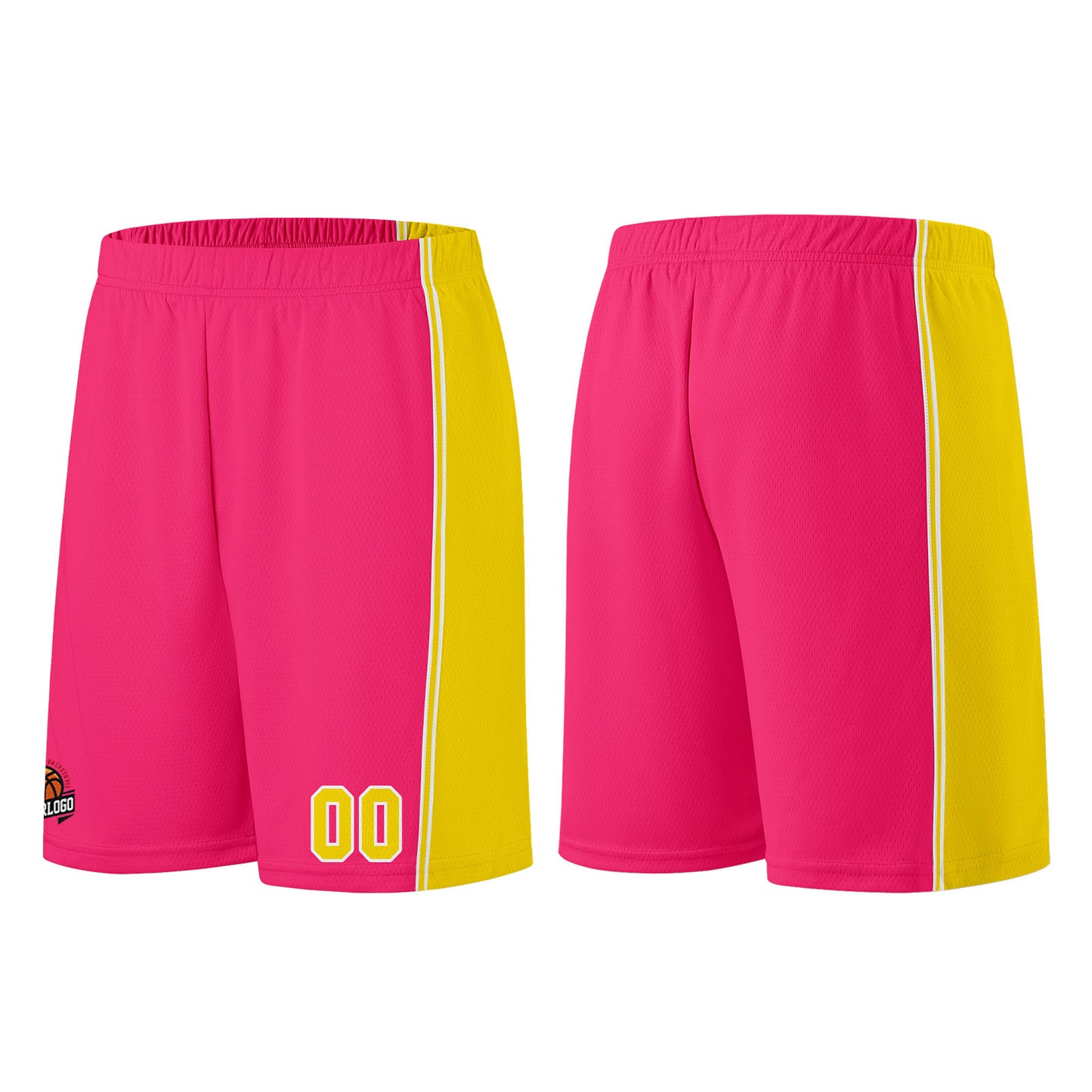 Custom Pink-Yellow Basketball Jersey for Men Women Adult Youth Stitched Name Number Logo