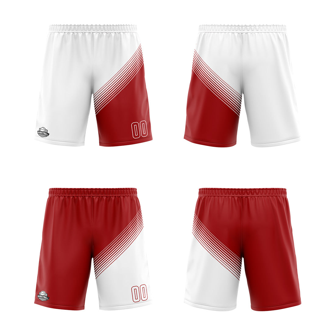 Custom White Red Reversible Basketball Suit for Adults and Kids Personalized Jersey