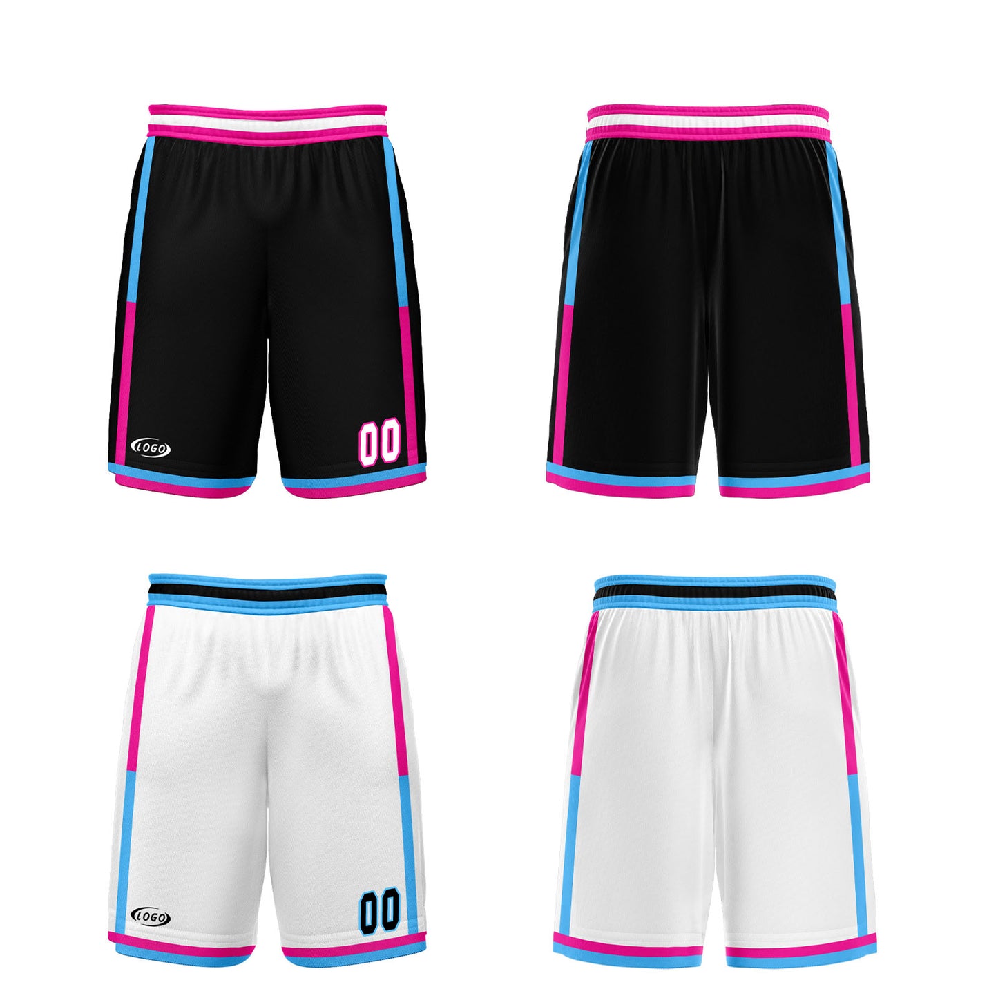 Custom Black White Reversible Basketball Suit for Adults and Kids Personalized Jersey