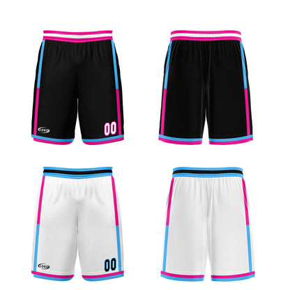 Custom Black White Reversible Basketball Suit for Adults and Kids Personalized Jersey