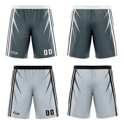 Custom Grey Light Grey Reversible Basketball Suit for Adults and Kids Personalized Jersey