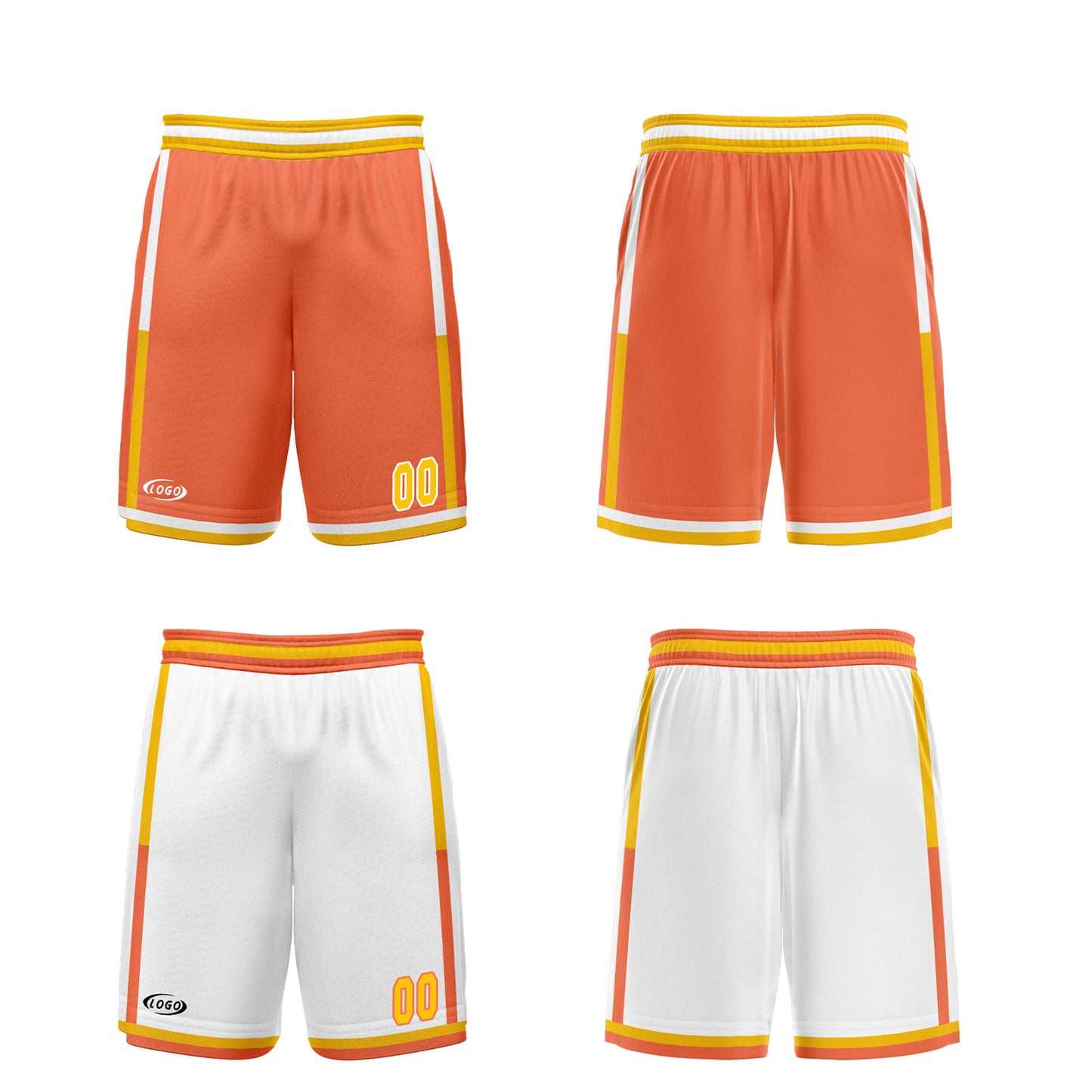 Custom Orange White Yellow Reversible Basketball Suit for Adults and Kids Personalized Jersey