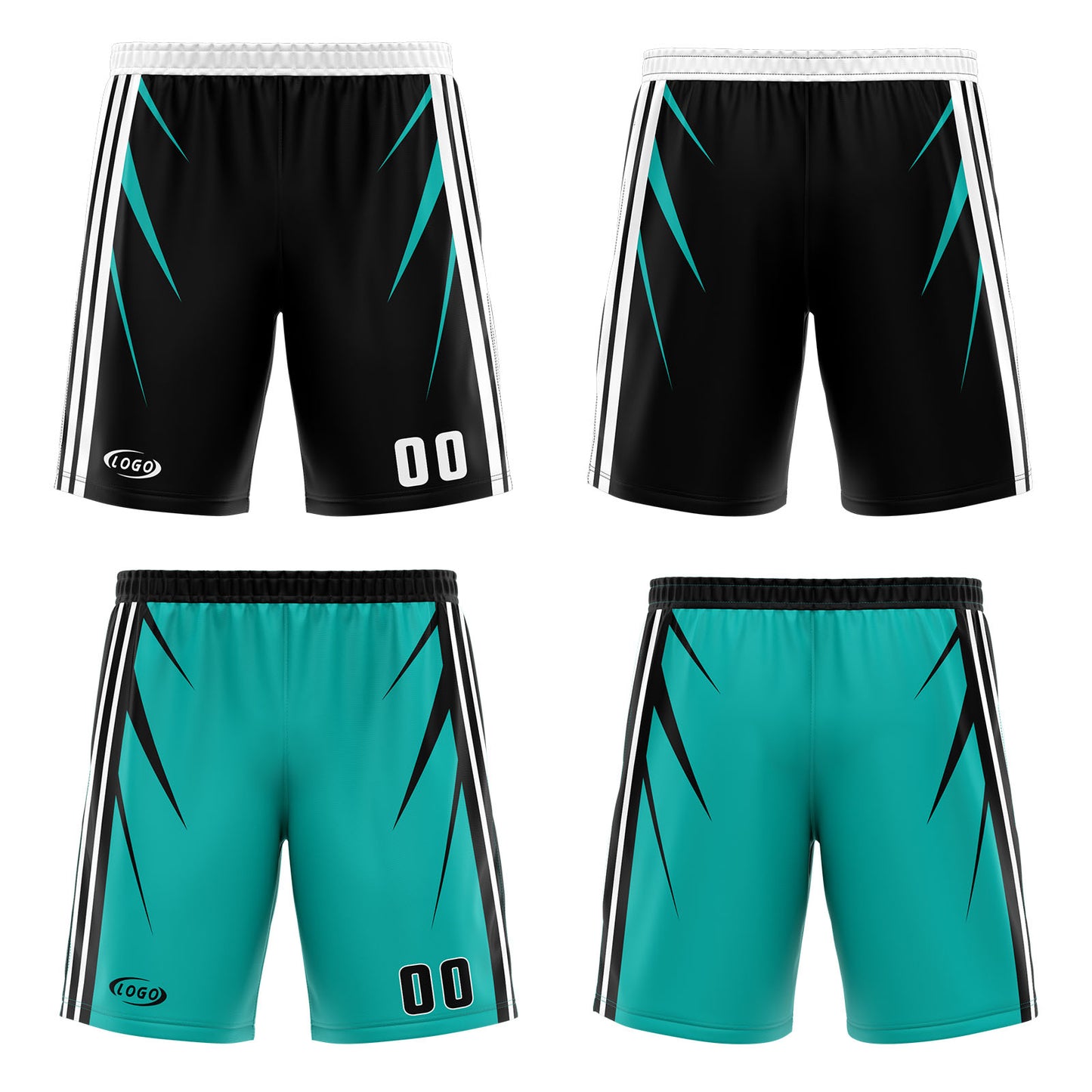Custom Black Cyan Reversible Basketball Suit for Adults and Kids Personalized Jersey