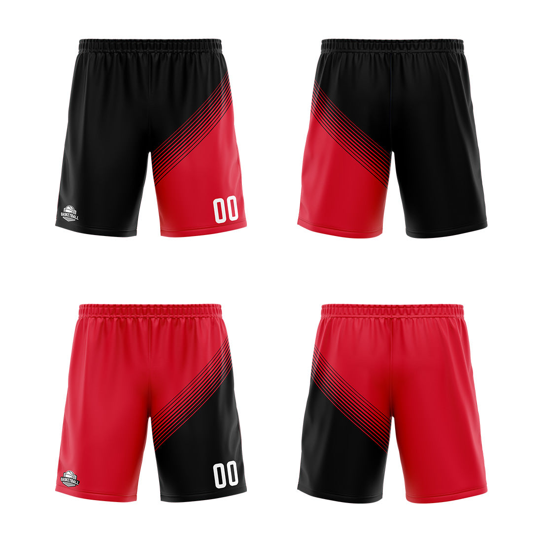 Custom Black Red Reversible Basketball Suit for Adults and Kids Personalized Jersey