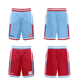 Custom Light Blue Red Reversible Basketball Suit for Adults and Kids Personalized Jersey