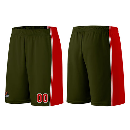 Custom Army Green-Red Basketball Jersey for Men Women Adult Youth Stitched Name Number Logo