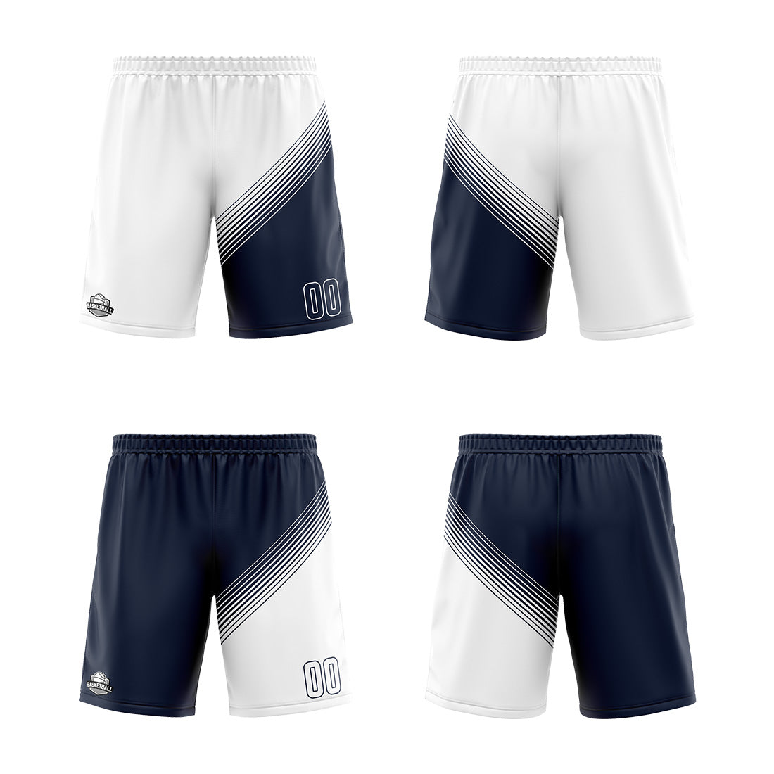 Custom White Blue Reversible Basketball Suit for Adults and Kids Personalized Jersey