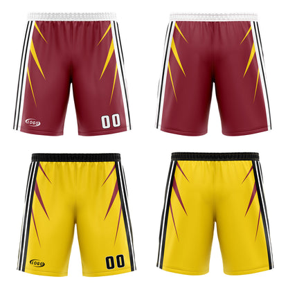 Custom Red Yellow Reversible Basketball Suit for Adults and Kids Personalized Jersey