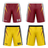 Custom Red Yellow Reversible Basketball Suit for Adults and Kids Personalized Jersey