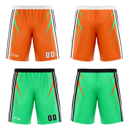 Custom Orange Green Reversible Basketball Suit for Adults and Kids Personalized Jersey