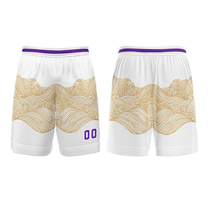 Custom White Yellow Violet Basketball Jersey Uniform Suit Printed Your Logo Name Number