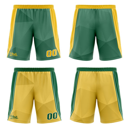 Custom Green Yellow Reversible Basketball Suit for Adults and Kids Personalized Jersey