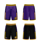 Custom Purple Black Yellow Reversible Basketball Suit for Adults and Kids Personalized Jersey