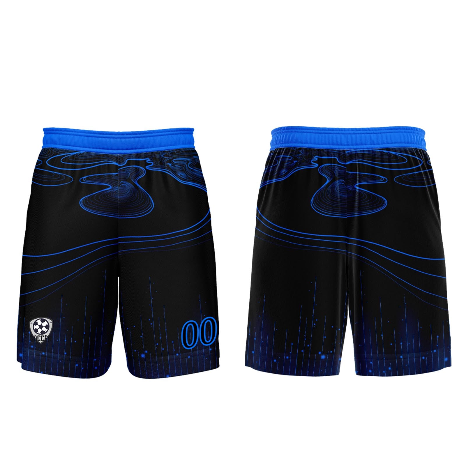 Custom Black Blue Soccer Uniform Jersey Kids Adults Personalized Set Jersey Shirt
