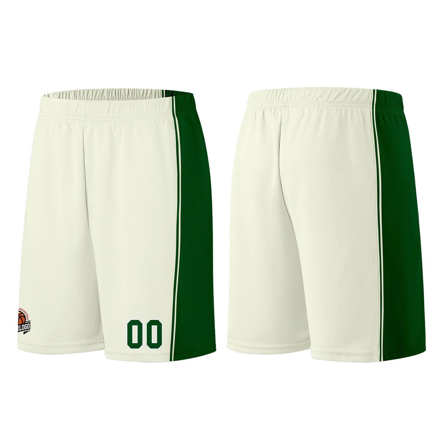Custom Cream-Green Basketball Jersey for Men Women Adult Youth Stitched Name Number Logo