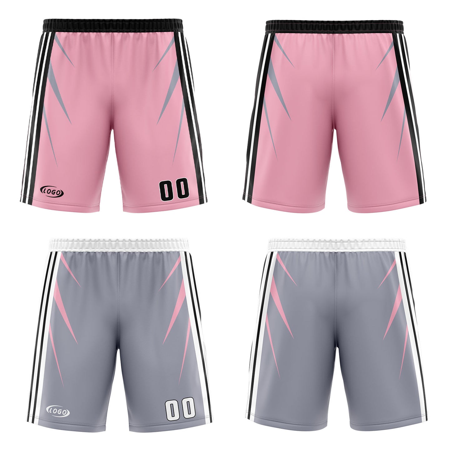 Custom Pink Grey Reversible Basketball Suit for Adults and Kids Personalized Jersey