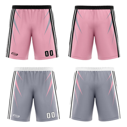Custom Pink Grey Reversible Basketball Suit for Adults and Kids Personalized Jersey