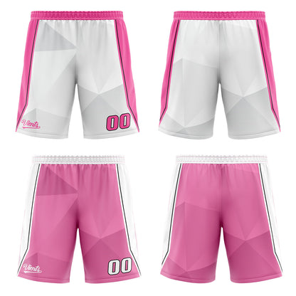 Custom White Pink Reversible Basketball Suit for Adults and Kids Personalized Jersey