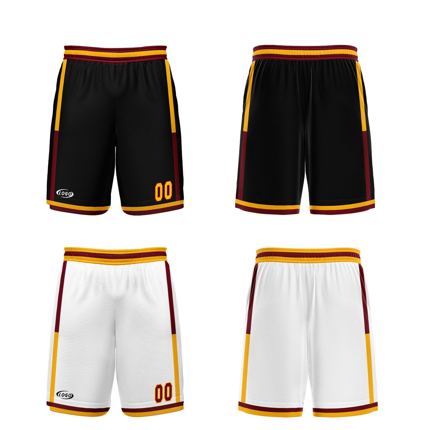 Custom Black White Yellow Reversible Basketball Suit for Adults and Kids Personalized Jersey