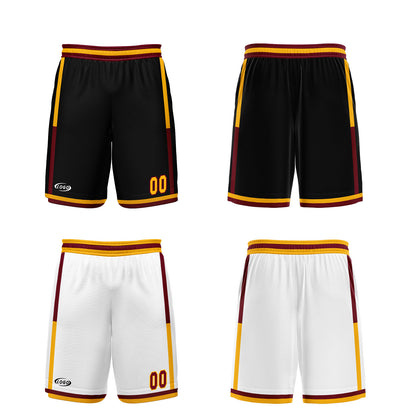 Custom Black White Yellow Reversible Basketball Suit for Adults and Kids Personalized Jersey