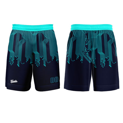 Custom Dark Blue Cyan Basketball Soccer Football Shooting Long T-Shirt for Adults and Kids