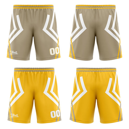 Custom Grey Yellow Reversible Basketball Suit for Adults and Kids Personalized Jersey